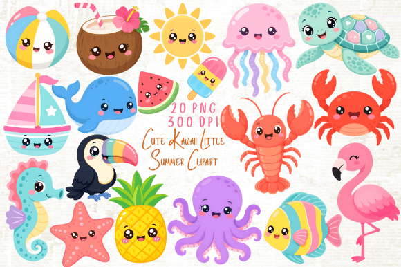 Download Cute Kawaii Little Summer Clipart PNG - Png Collection