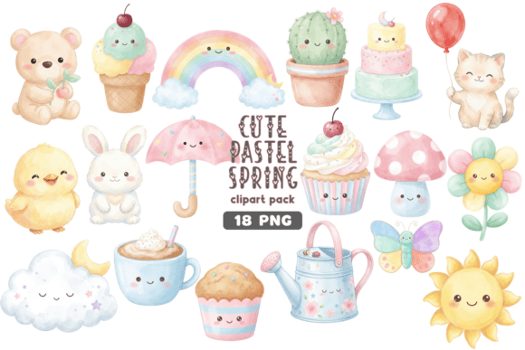 Download Cute Kawaii Pastel Spring Clipart PNG - Png Collection