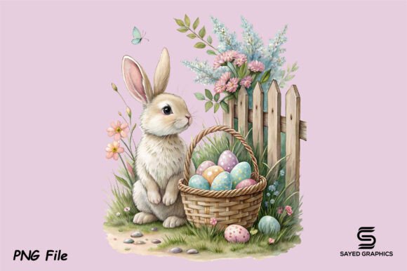 Download Vintage Easter Eggs Bunny Clipart Png - Png Collection
