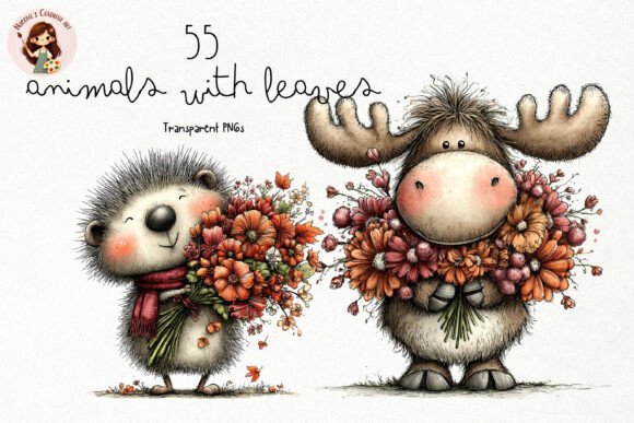 Download Cute Animals with Leaves PNG Clipart - Png Collection