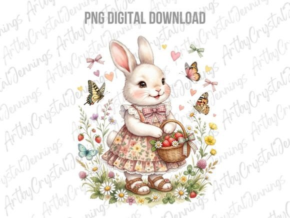 Download Cute Spring Cottagecore Easter Bunny PNG - Png Collection