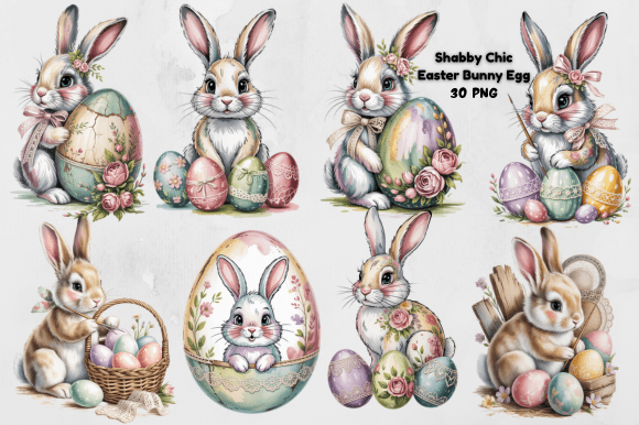 Download Shabby Chic Easter Bunny Egg PNG Bundle - Png Collection