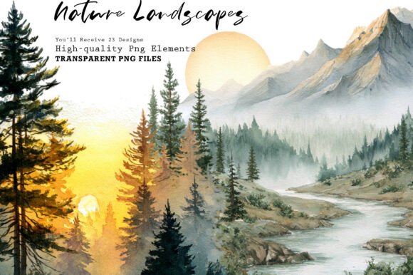 Download Watercolor Nature Landscapes PNG Clipart - Png Collection