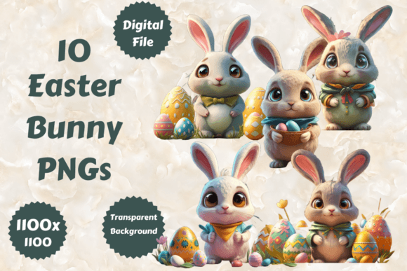 Download 10 Easter Bunny Illustration PNGs Bundle - Png Collection