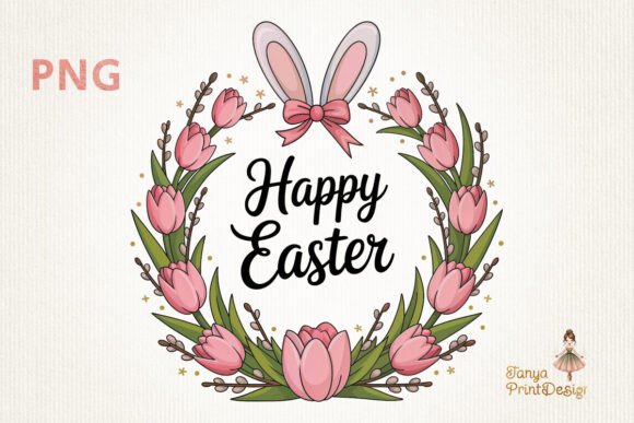 Download Easter Wreath Bunny Ears Clipart PNG - Png Collection