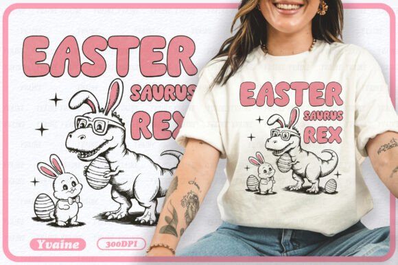Download Retro Funny Easter Saurus Rex Dino PNG - Png Collection