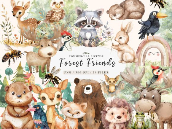 Download Boho Woodland Animals, Cute Animals Png - Png Collection