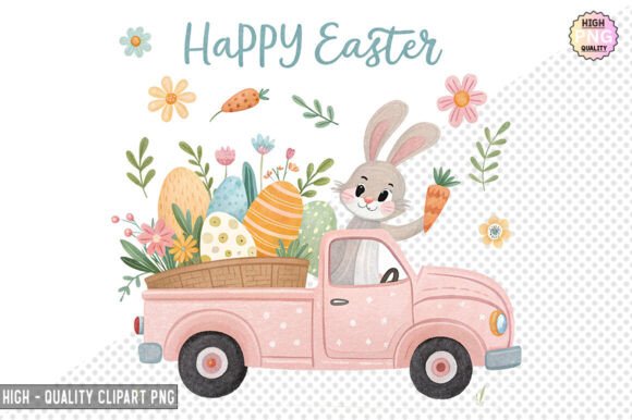 Download Easter Truck with Bunny Clipart – PNG - Png Collection