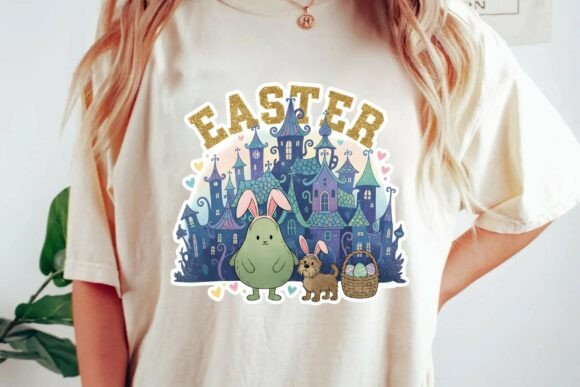 Download Whimsical Magical Easter Castle with Bunny Pear and Puppy PNG - Png Collection