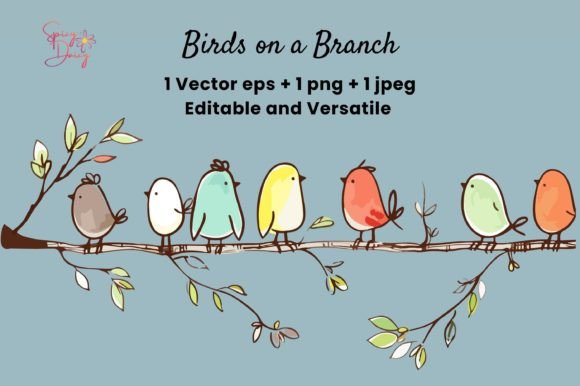 Download Birds on a Branch Vector EPS PNG CLIPART - Png Collection